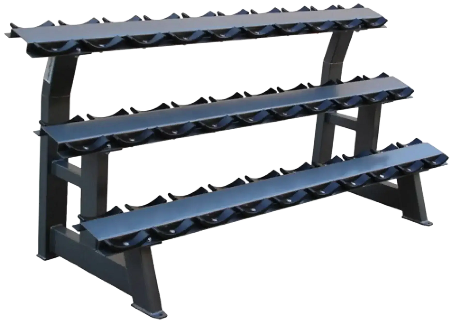 French Fitness - 3 Tier Saddle 15 Pair Dumbbell Rack (New) - Angled View