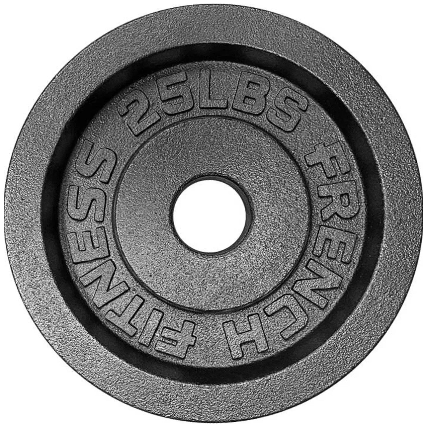 French Fitness - Cast Iron Olympic Weight Plate V1 25 lbs (New) - Side View