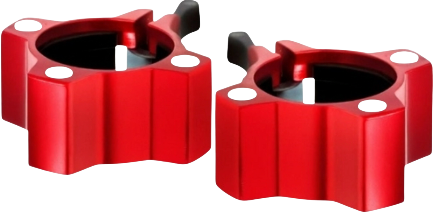 French Fitness Magnetic Aluminum Jaw Locking Collars – Red Angled View