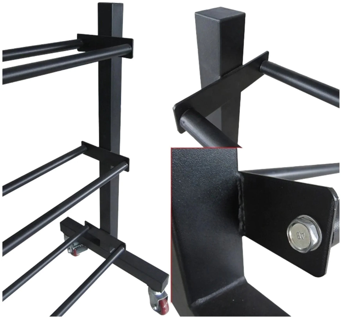 French Fitness - 3 Tier Medicine & Slam Ball Rack (New) - Close Up View