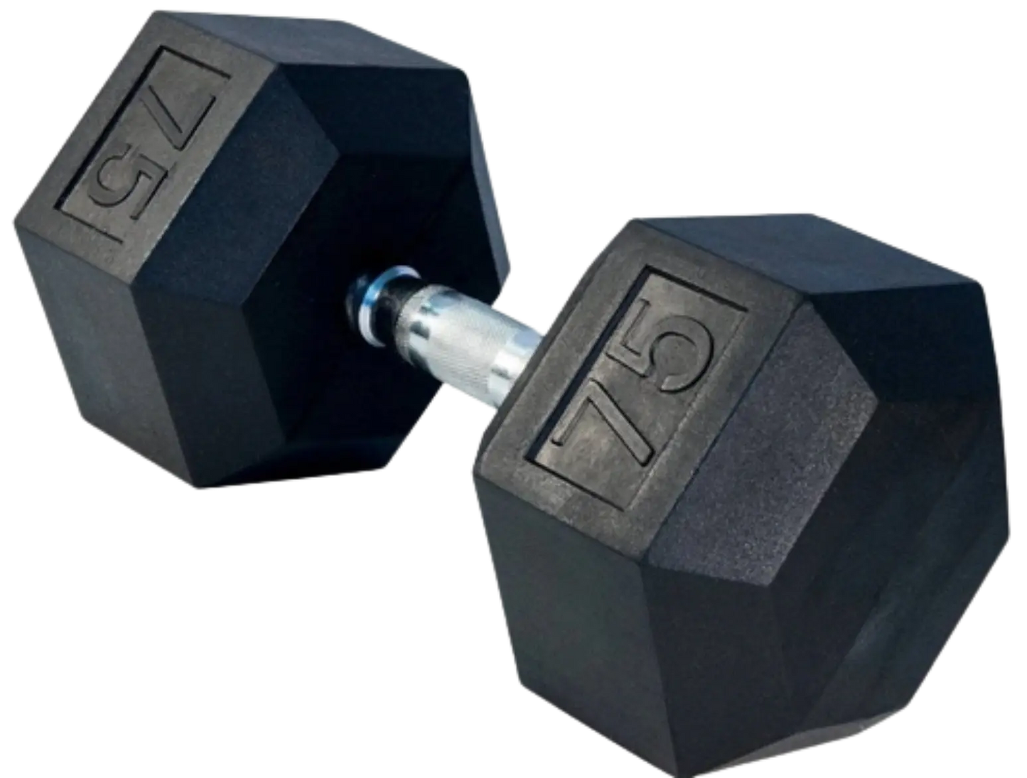 French Fitness Rubber Coated Hex Dumbbell 75 lbs - Single (New) Image