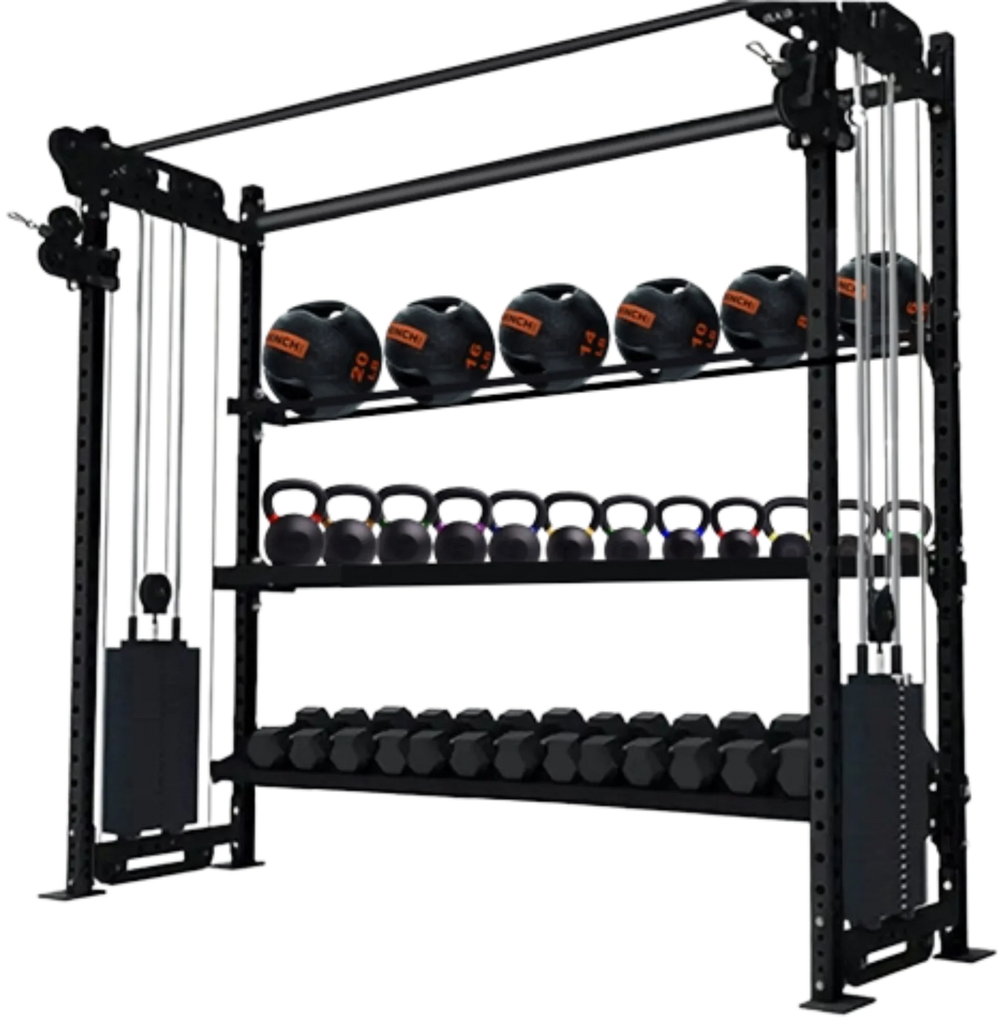French Fitness Rig & Rack Functional Trainer w/3 Tier Storage 78" (New) Image
