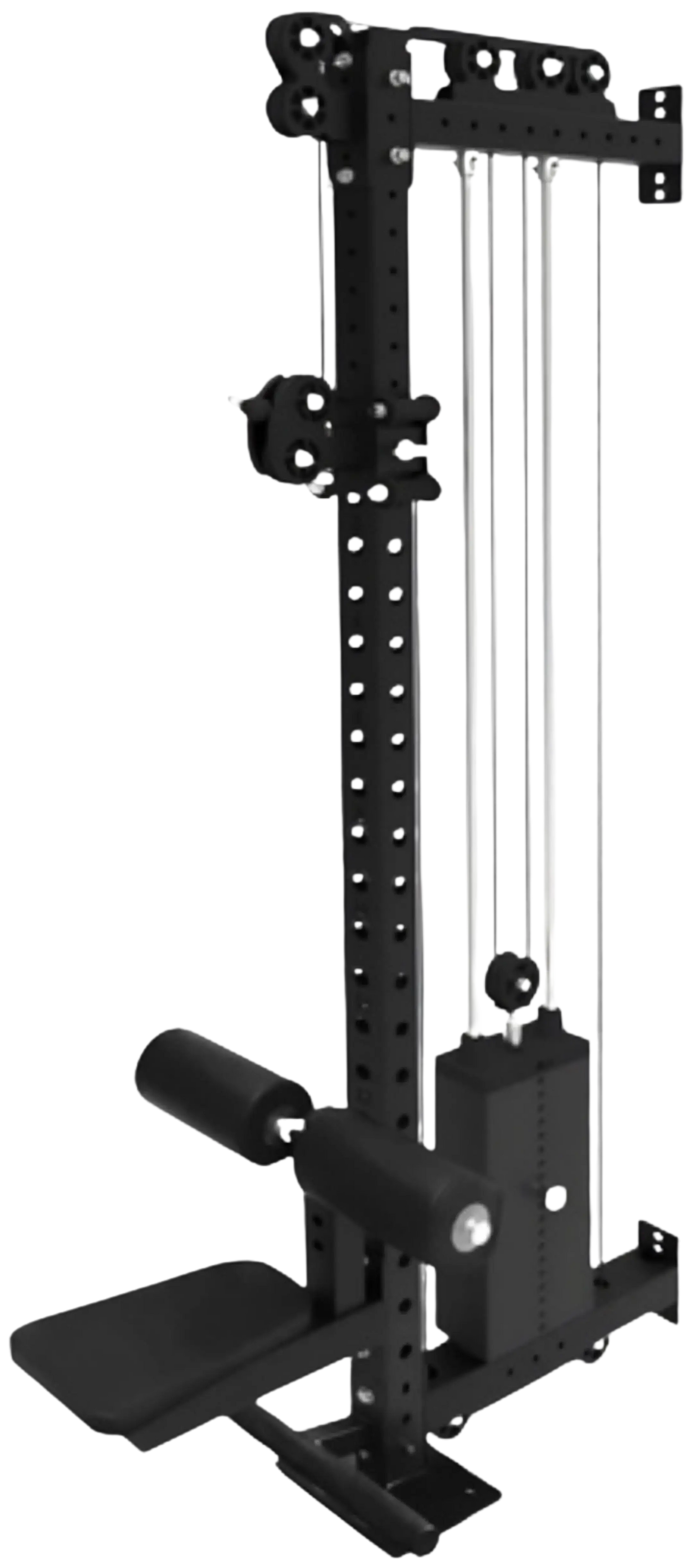 French Fitness Rack & Rig Rack Mounted Cable Column w/Lat Seat and Row Attachment (New) Image