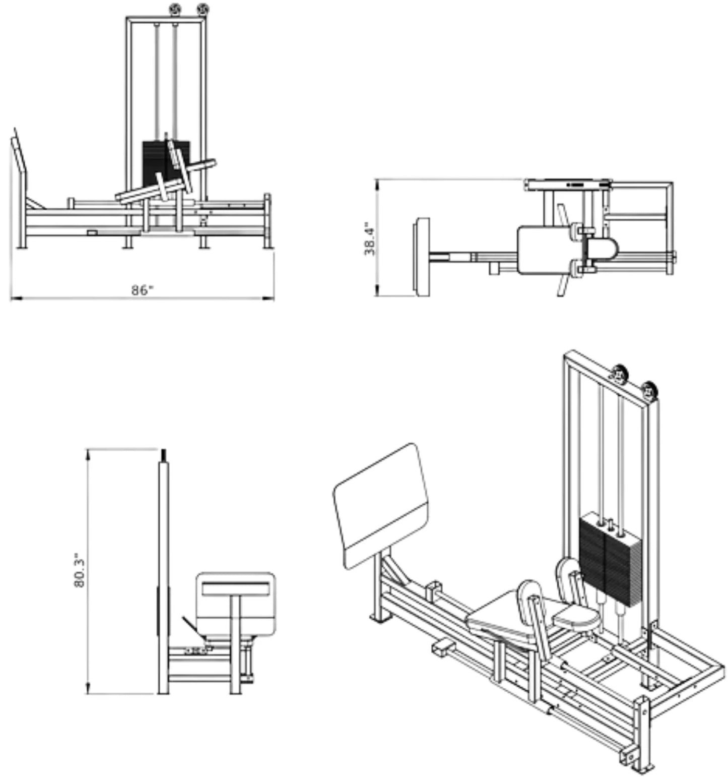 French Fitness Shasta Selectorized Horizontal Leg Press (New) Image 4