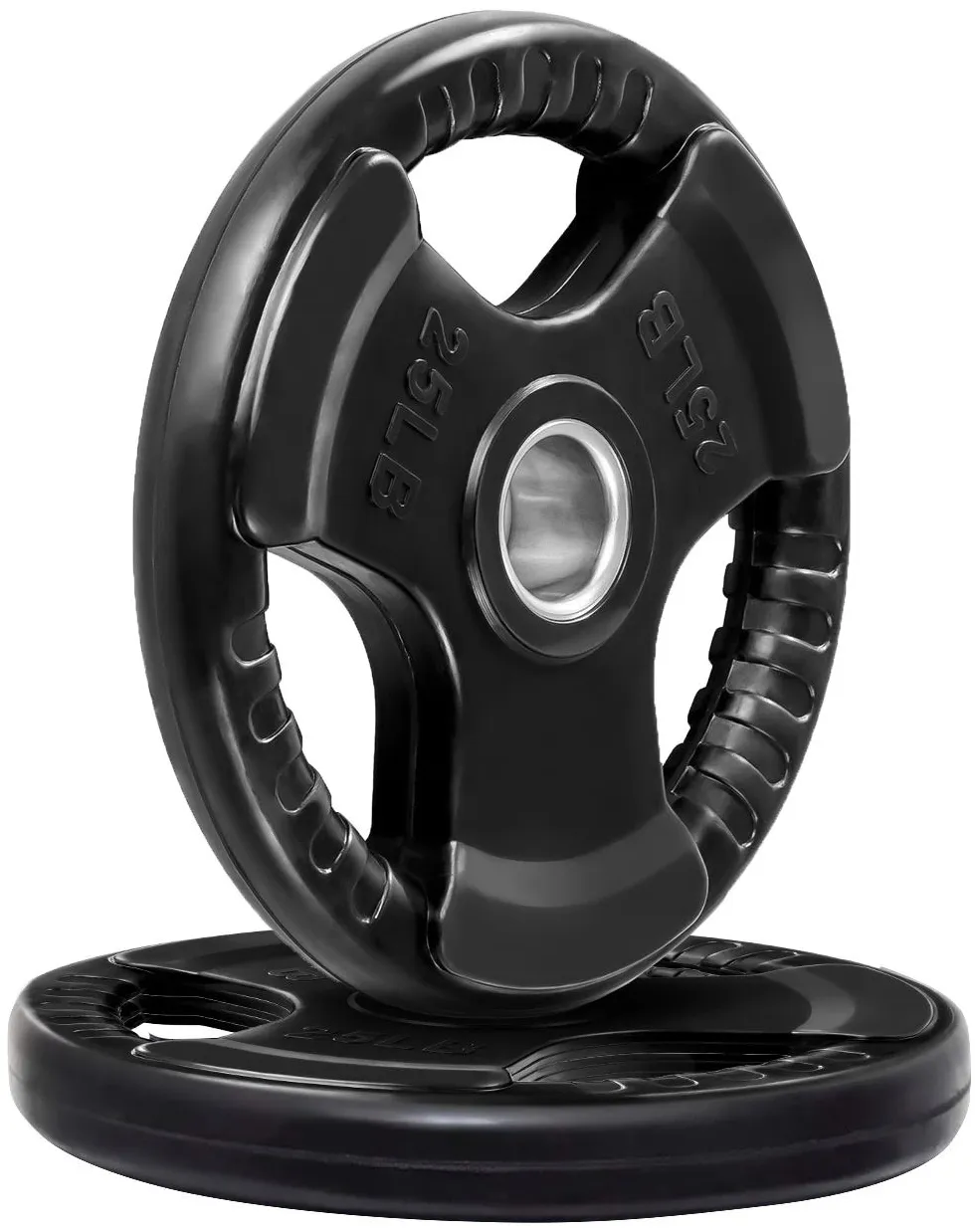 French Fitness Rubber Grip Olympic Weight Plate Set 120 lbs (New) Image 4