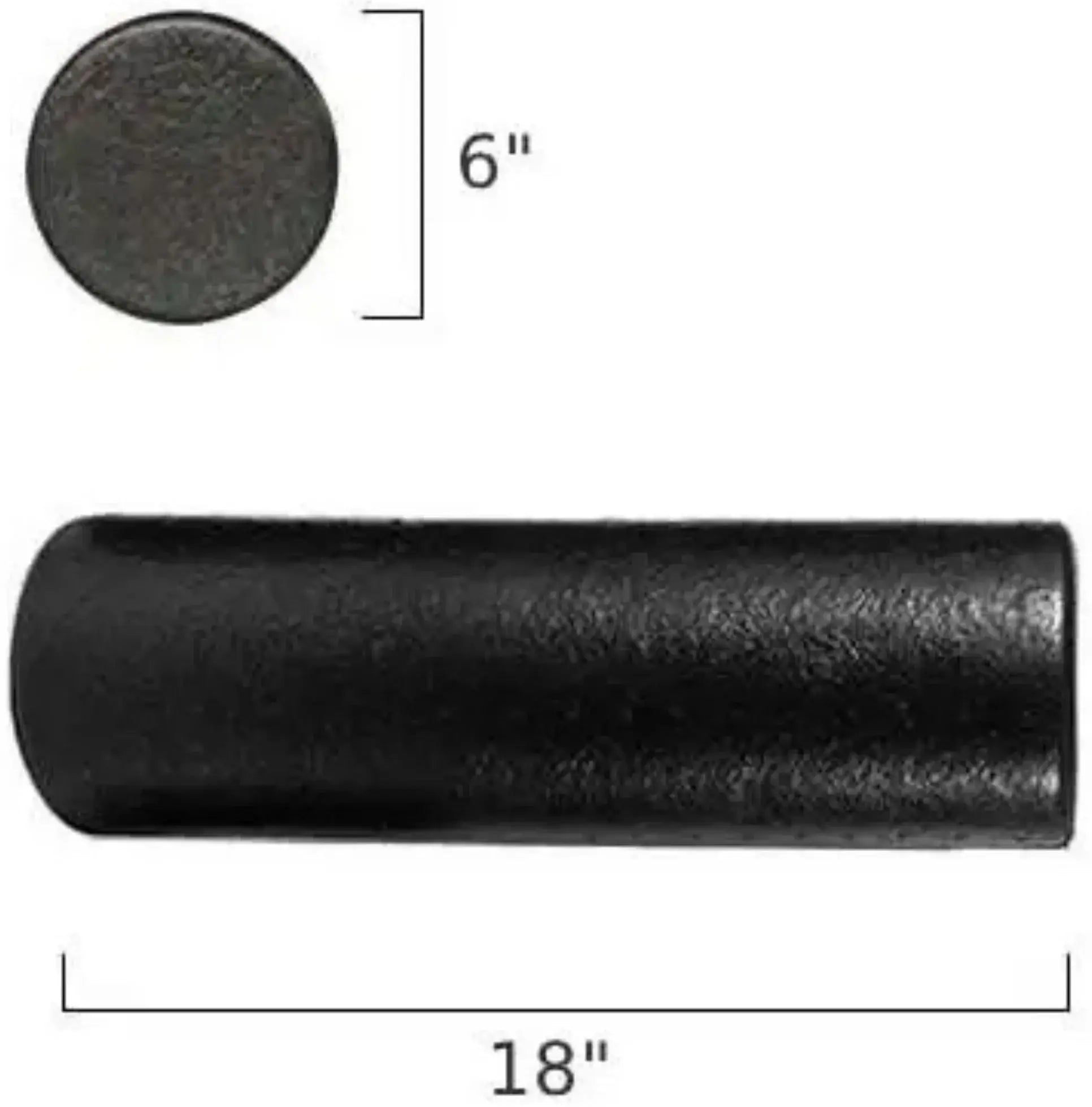 French Fitness - 18" Black Foam Roller (New) - Side View