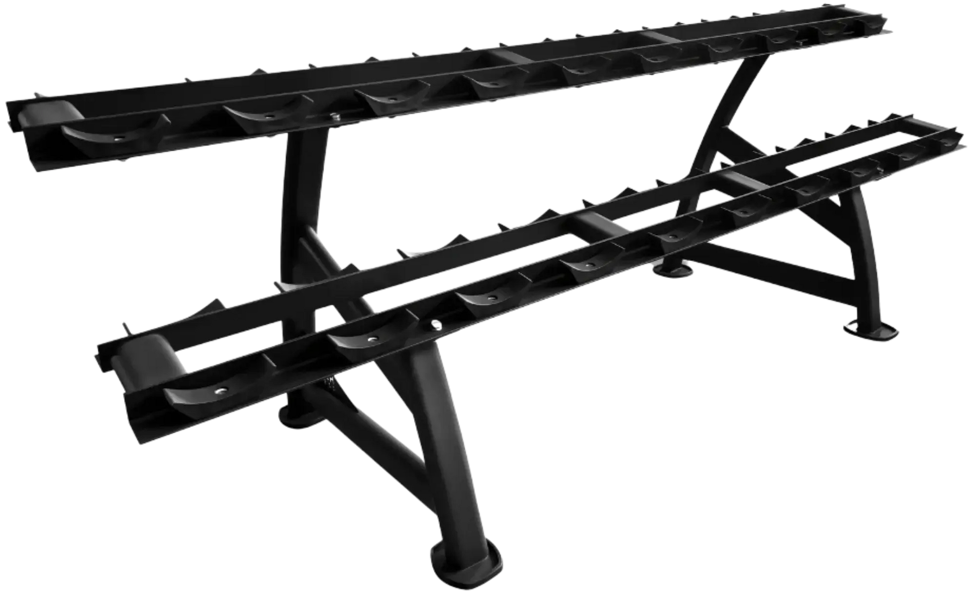 French Fitness - 2 Tier Saddle Dumbbell Rack V2, 10 Pairs (New) - Angled View