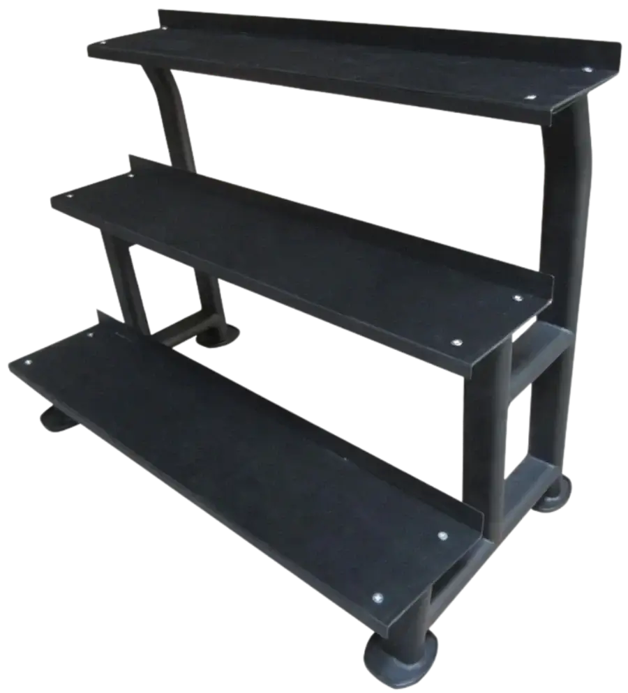 French Fitness - 3 Tier Kettlebell Rack (New) - Angled View