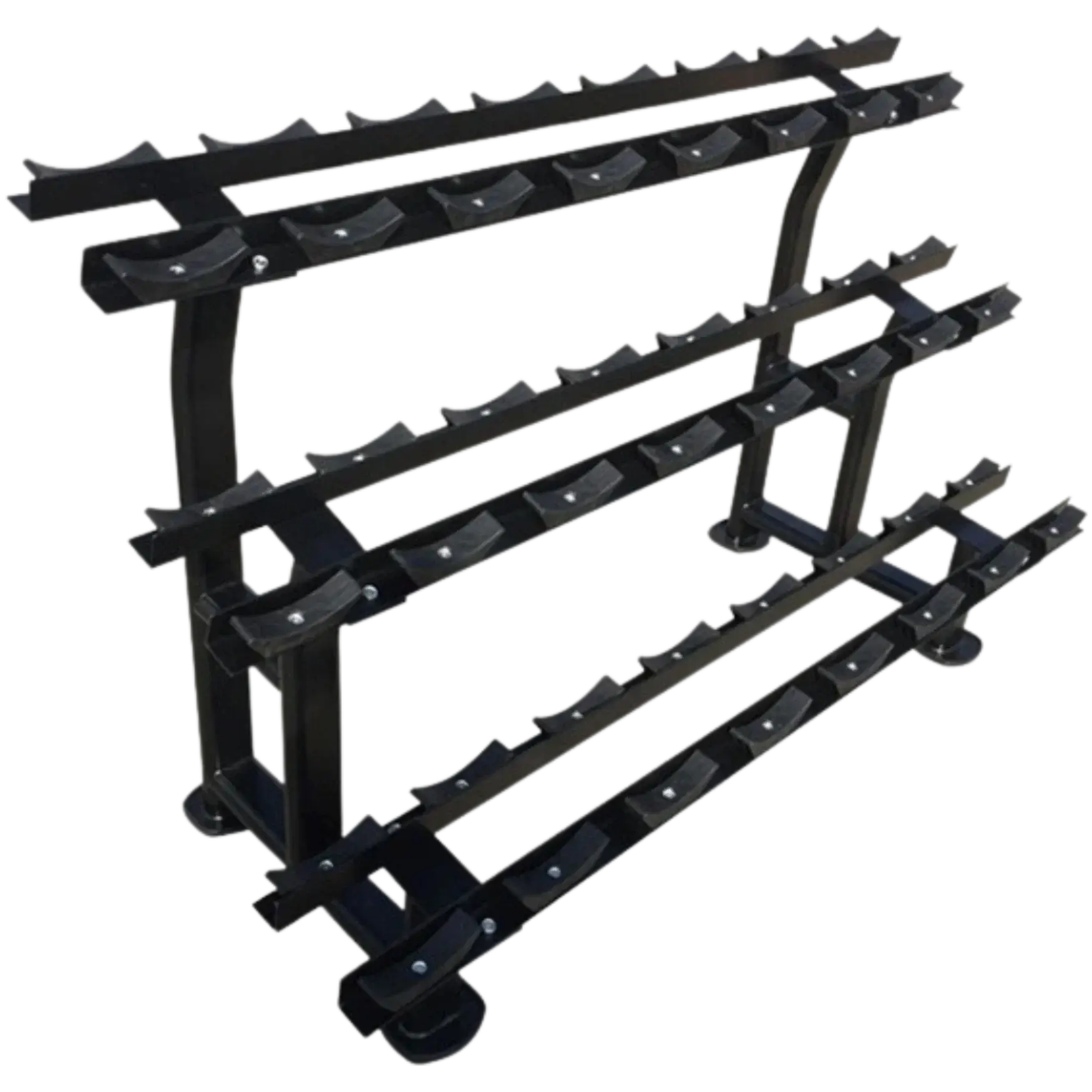French Fitness - 3 Tier Saddle 12 Pair Dumbbell Rack (New) - Angled View