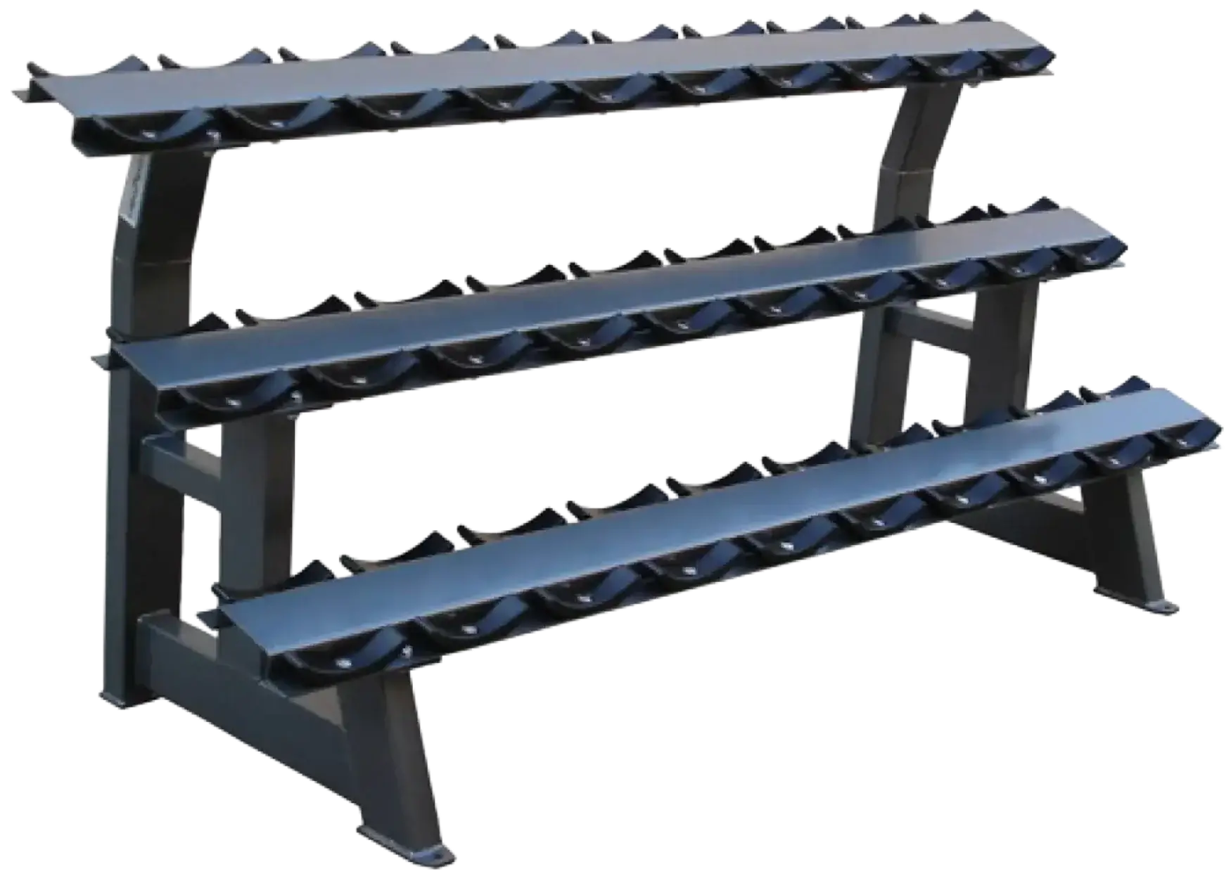 French Fitness - 3 Tier Saddle 15 Pair Dumbbell Rack (New) - Angled View