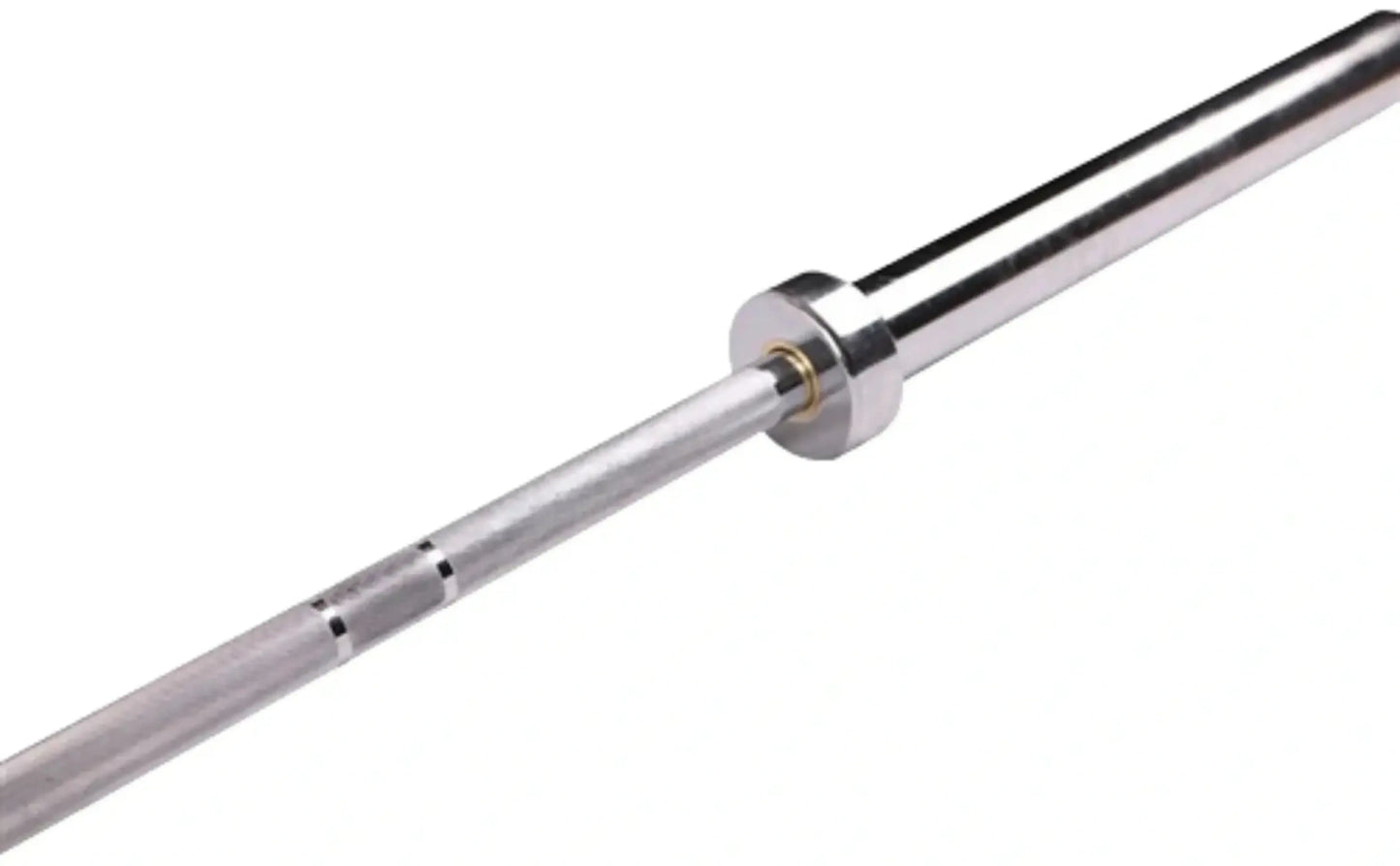 French Fitness 5' Chrome Olympic Bar - 26 Lbs (New) - Close Up View