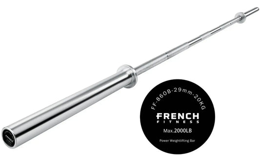 French Fitness - 7' (86") 45 Lb Olympic Elite Power Bar -2000 Lb (New) - Angled View