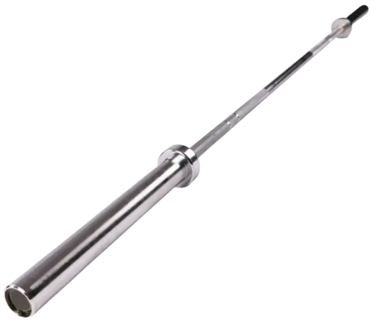 French Fitness - 7' (86") Chrome 45 Lb Olympic Bar (New) - Angled View