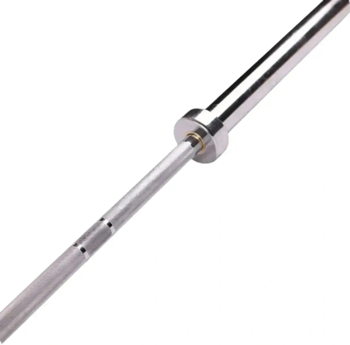 French Fitness - 7' (86") Chrome 45 Lb Olympic Bar (New) - Close Up View