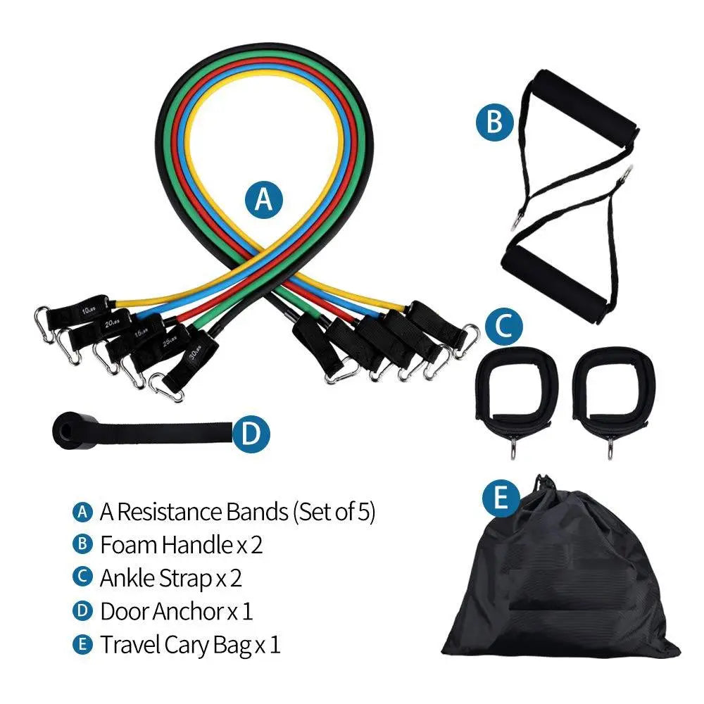 French Fitness Resistance Band Set, 5 Pack (10lb/15lb/20lb/25lb/30lb) (New) Image 2