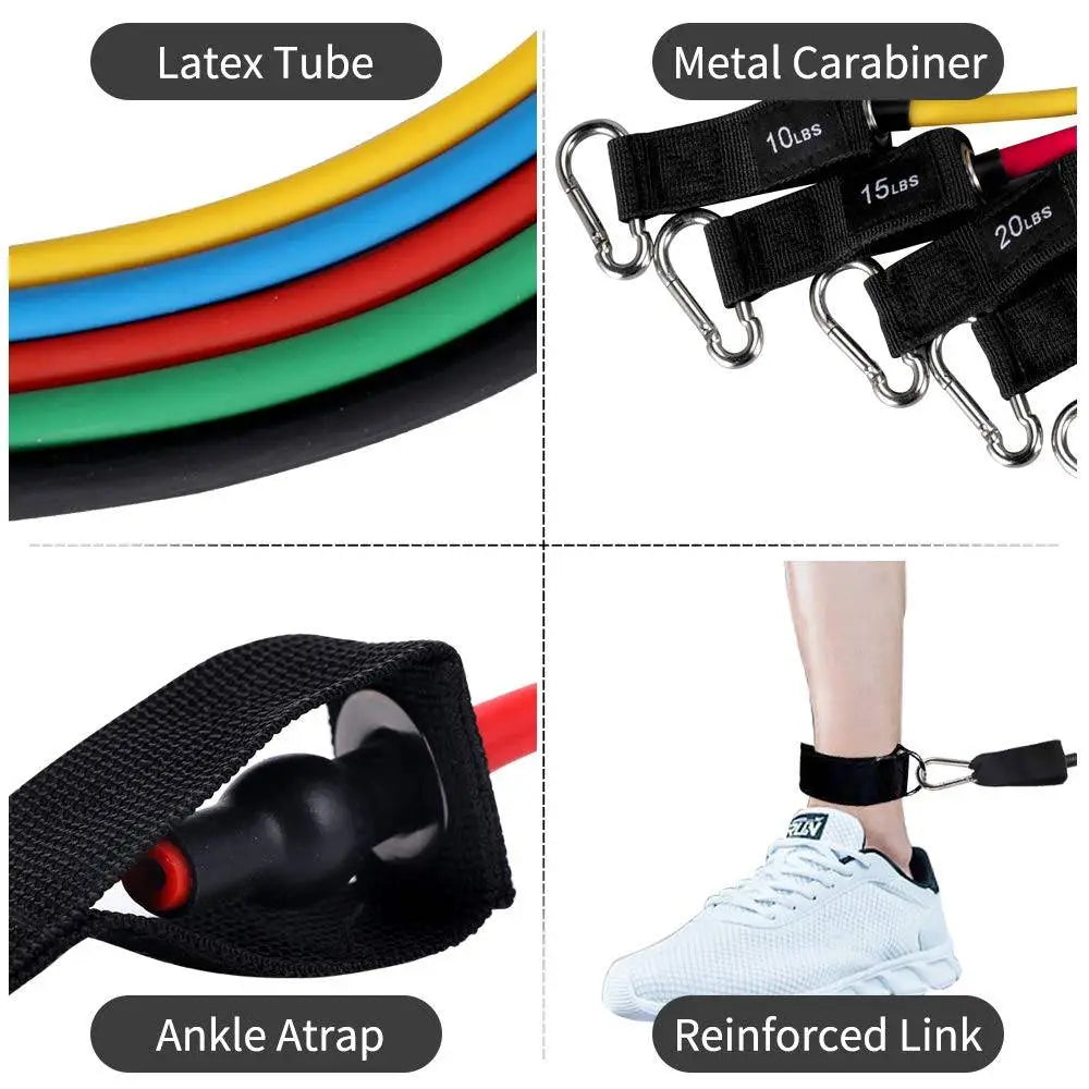 French Fitness Resistance Band Set, 5 Pack (10lb/15lb/20lb/25lb/30lb) (New) Image 3