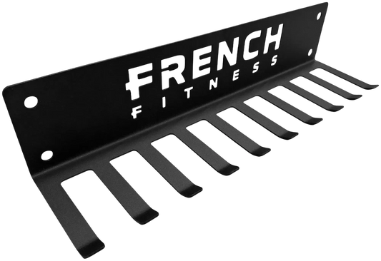 French Fitness - Belt & Band Hanger Wall Mounted Rack (New) - Angled View