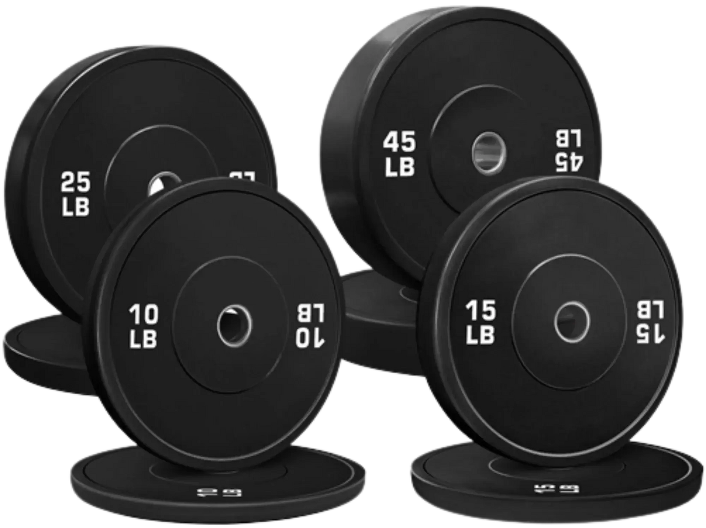 French Fitness Olympic Black Bumper Plate Set 190 lbs - Blank (New) Image