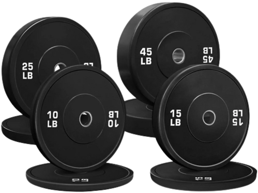 French Fitness Olympic Black Bumper Plate Set 190 lbs - Blank (New) Image