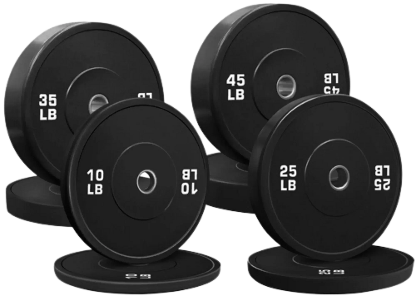 French Fitness Olympic Black Bumper Plate Set 230 lbs - Blank (New) Image
