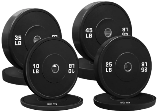 French Fitness Olympic Black Bumper Plate Set 230 lbs - Blank (New) Image