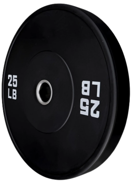 French Fitness Olympic Black Bumper Plate 25 lbs - Blank (New) Image