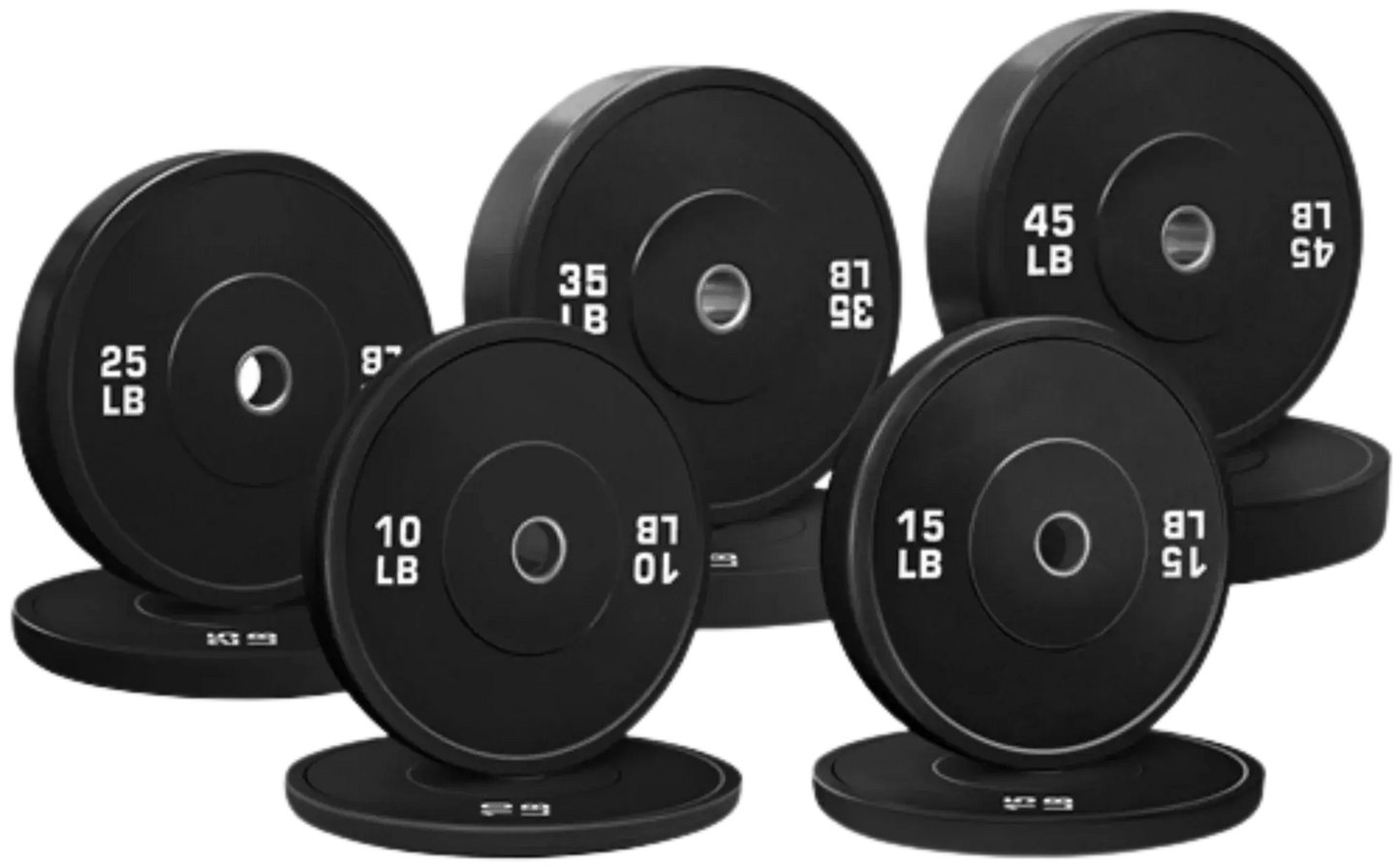 French Fitness Olympic Black Bumper Plate Set 260 lbs - Blank (New) Image