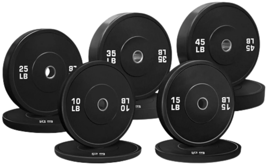 French Fitness Olympic Black Bumper Plate Set 260 lbs - Blank (New) Image