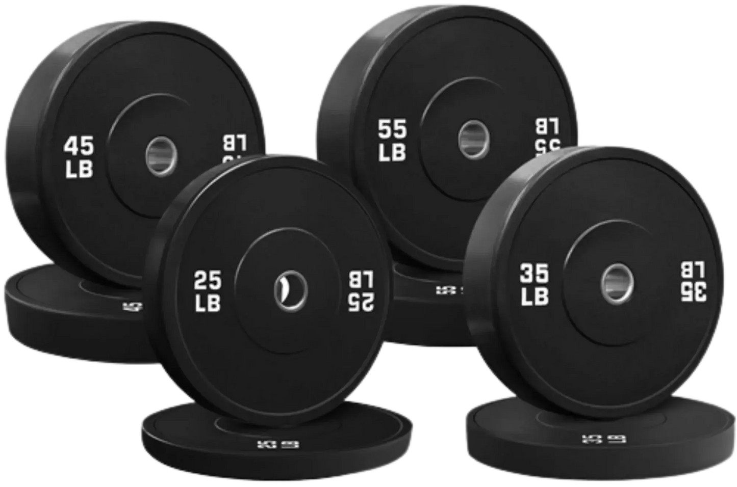 French Fitness Olympic Black Bumper Plate Set 320 lbs - Blank (New) Image