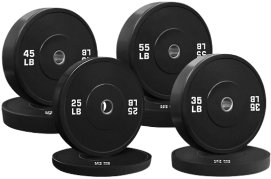 French Fitness Olympic Black Bumper Plate Set 320 lbs - Blank (New) Image