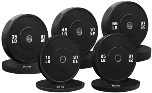 French Fitness Olympic Black Bumper Plate Set 340 lbs - Blank (New) Image