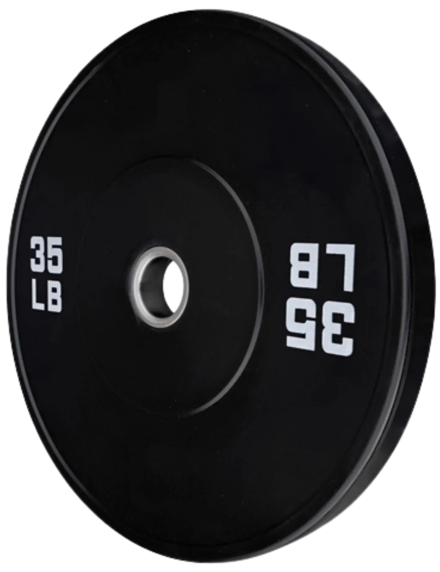 French Fitness Olympic Black Bumper Plate 35 lbs - Blank (New) Image