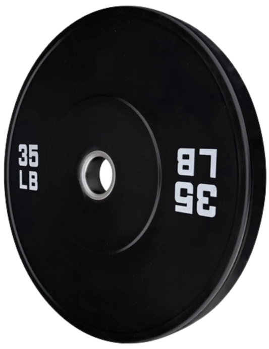 French Fitness Olympic Black Bumper Plate 35 lbs - Blank (New) Image