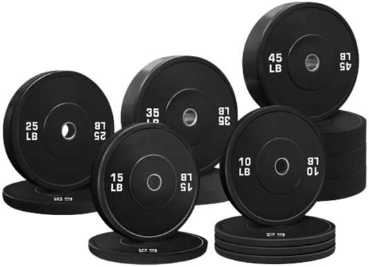 French Fitness Olympic Black Bumper Plate Set 370 lbs - Blank (New) Image