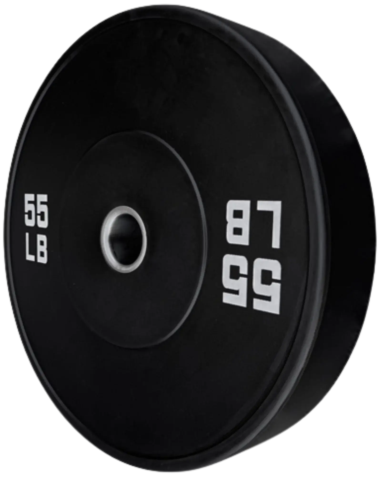 French Fitness Olympic Black Bumper Plate 55 lbs - Blank (New) Image