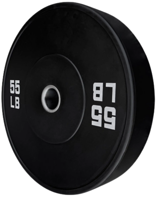French Fitness Olympic Black Bumper Plate 55 lbs - Blank (New) Image