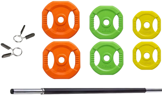 French Fitness - Aerobic Barbell & Weight Plate Set of 1  (New) - Font View