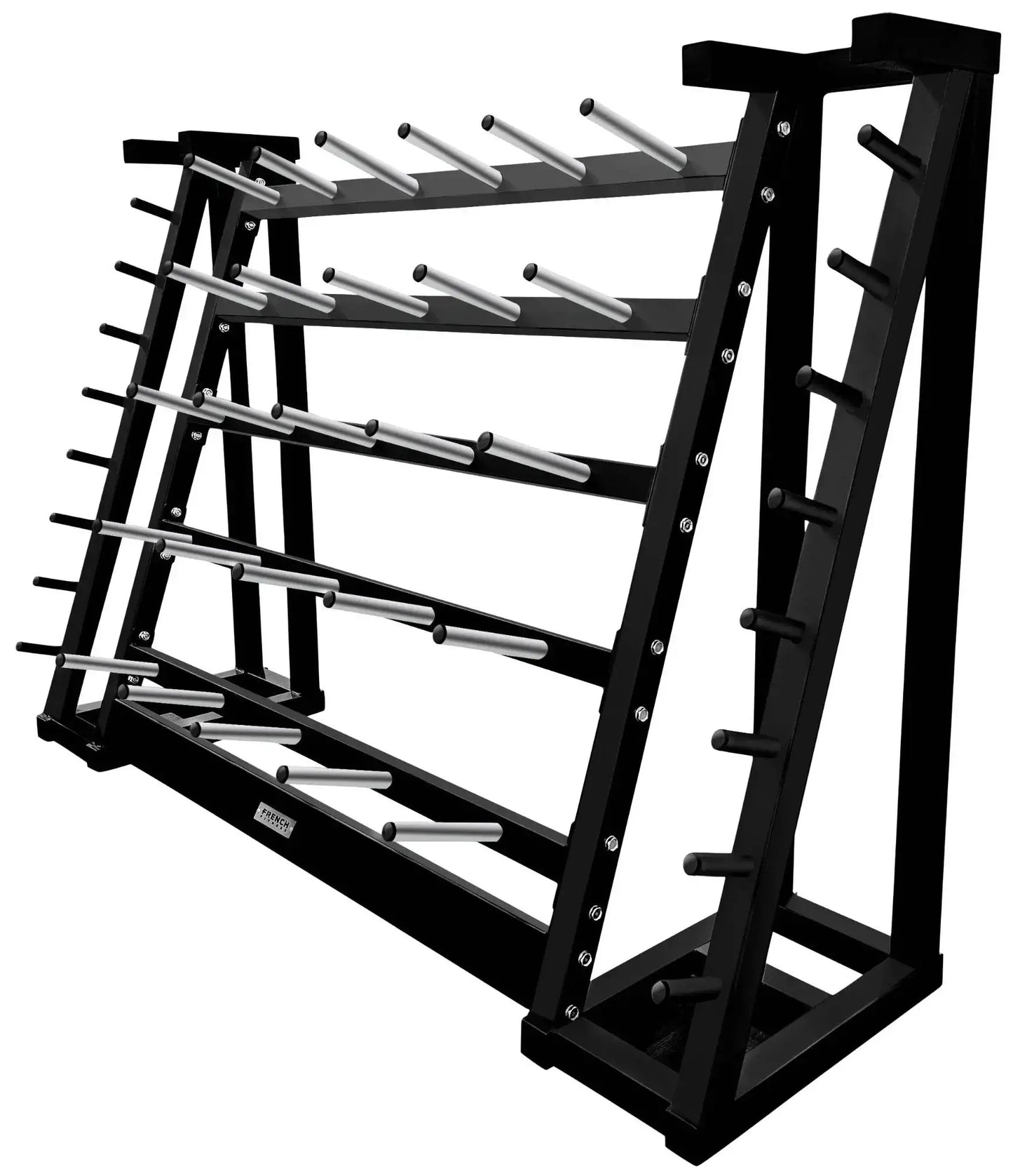 French Fitness - 20 Set Aerobic Bar & Plate Package w/Rack (New) - Angled View