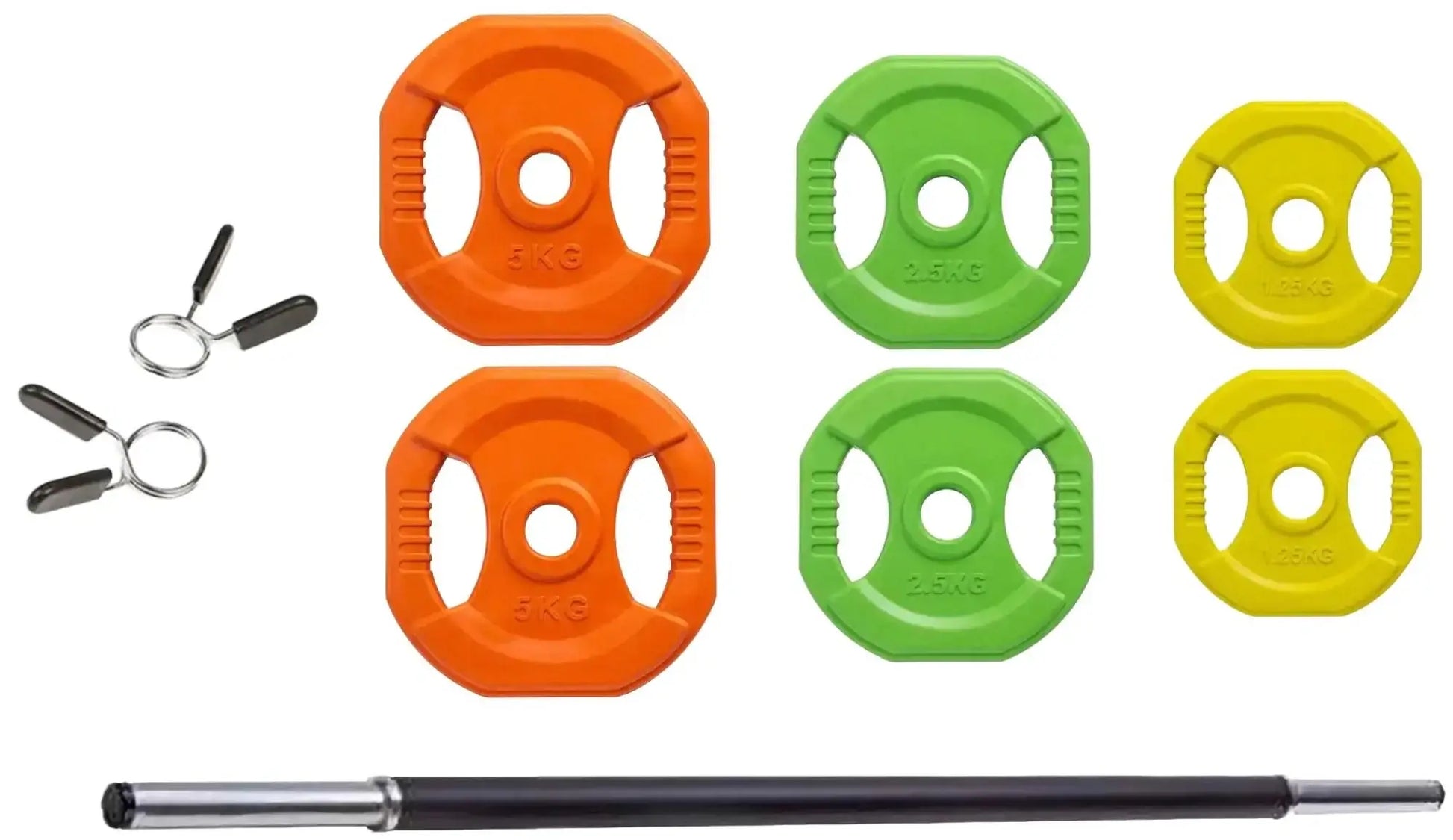 French Fitness - 20 Set Aerobic Bar & Plate Package w/Rack (New) - Front View