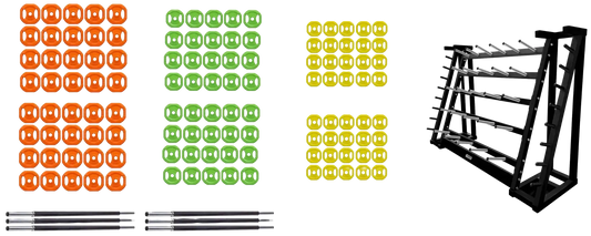 French Fitness - 20 Set Aerobic Bar & Plate Package w/Rack (New) - Front View