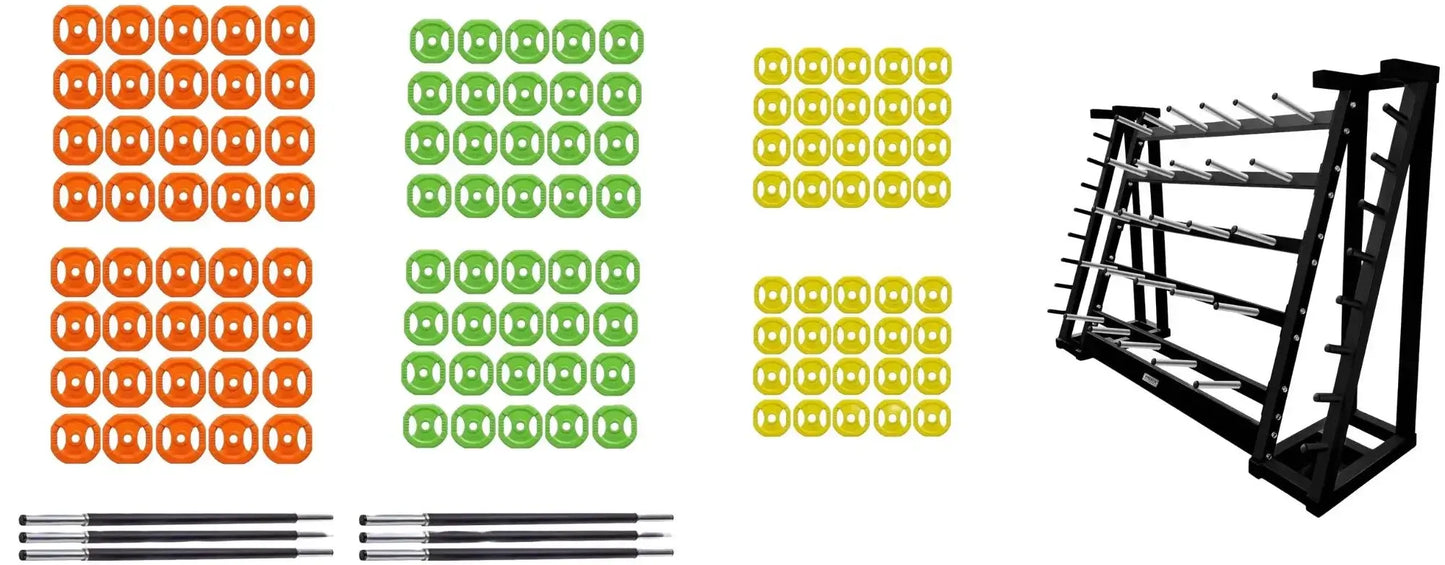 French Fitness - Aerobic Bar & Plate Rack - Fits 20 Sets (New) - Front View