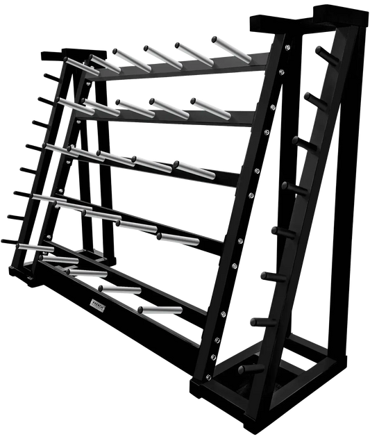 French Fitness - Aerobic Bar & Plate Rack - Fits 20 Sets (New) - Angled View