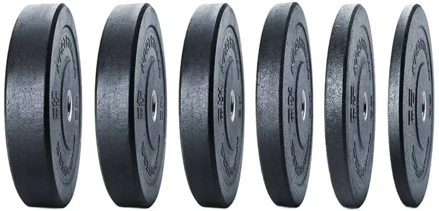 French Fitness Olympic Bumper Plates Set w/7 ft Olympic Bar 515 lbs - Crumb Rubber (New) Image 8