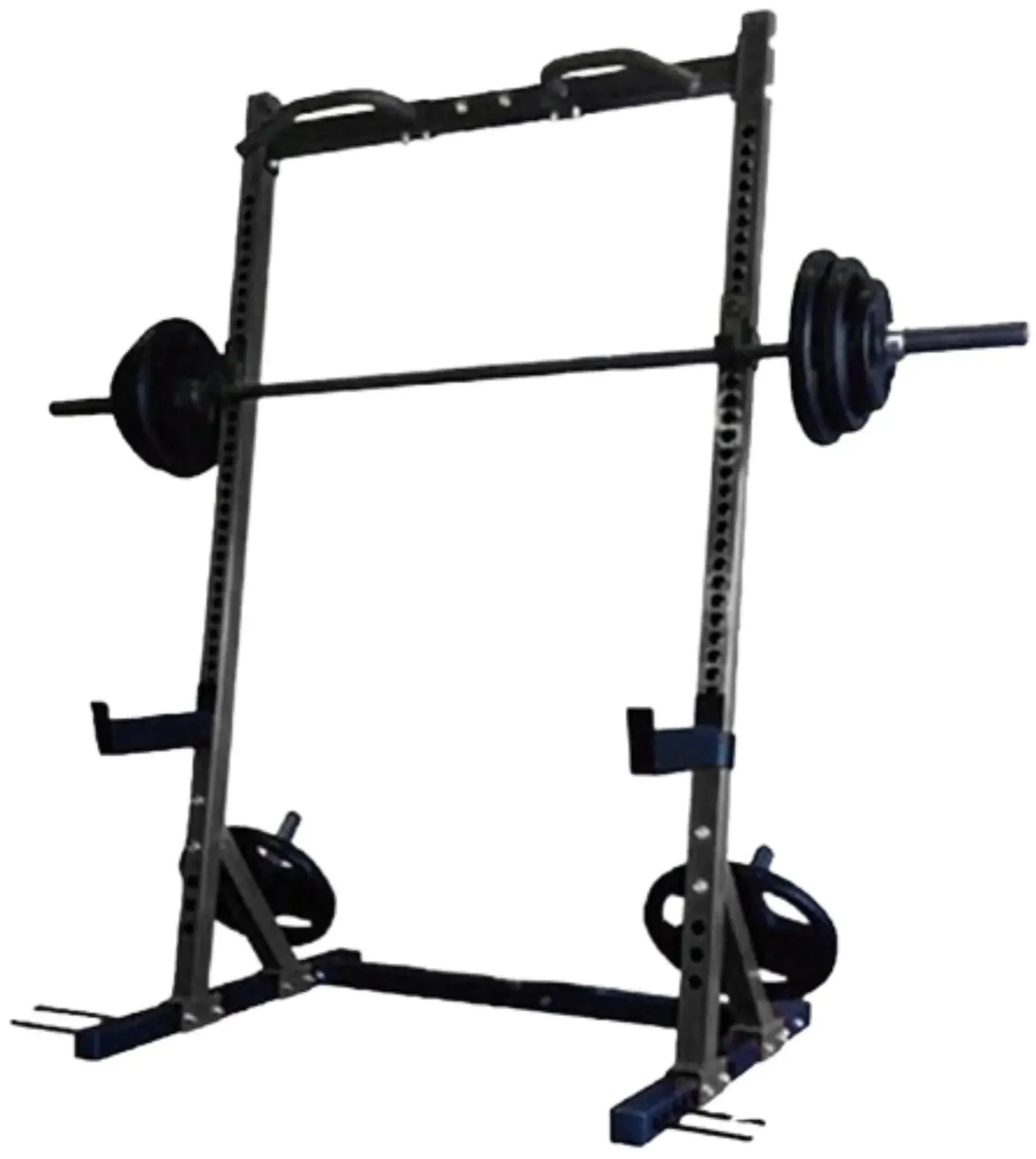 French Fitness Colored Rubber Grip Weight Plate Set w/7 ft Bar 305 lbs + Rack + Bench (New) Image 2