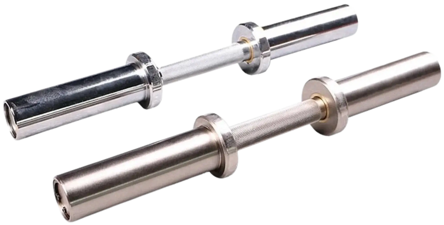 French Fitness - 2" Olympic Chrome Dumbbell Handles - Set of 2 (New) - Angled View