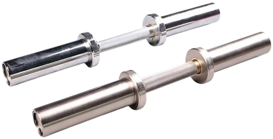 French Fitness - 2" Olympic Chrome Dumbbell Handles - Set of 2 (New) - Angled View