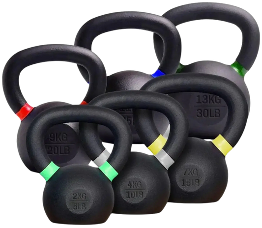 French Fitness - Cast Iron Kettlebell Set 5-30 lbs (New) - Front View