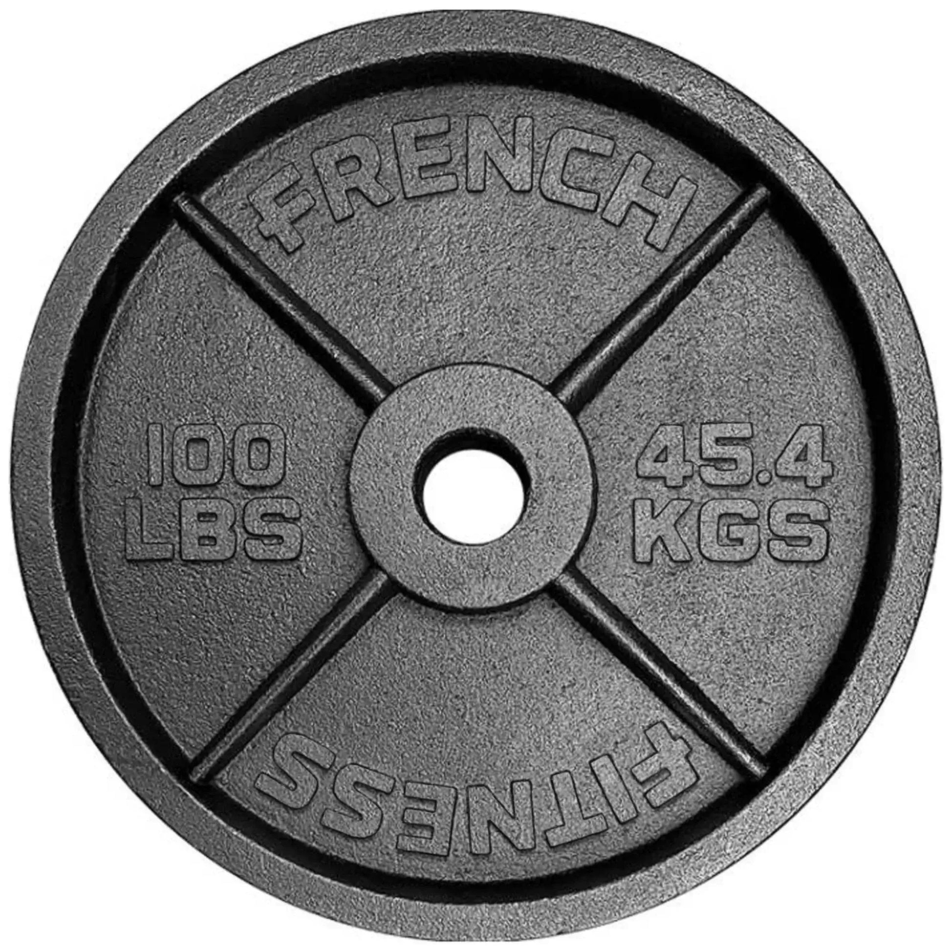 French Fitness - Cast Iron Olympic Weight Plate V1 100 lbs -  Front View