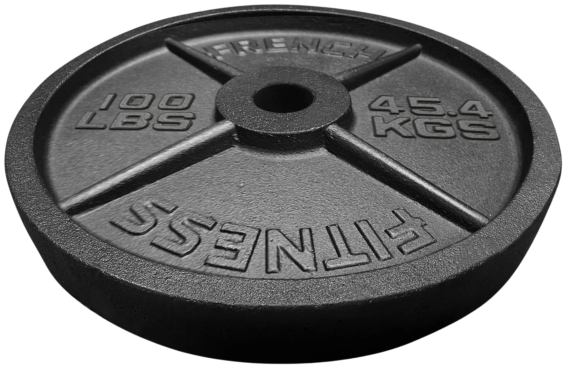 French Fitness - Cast Iron Olympic Weight Plate V1 100 lbs (New) - Front View