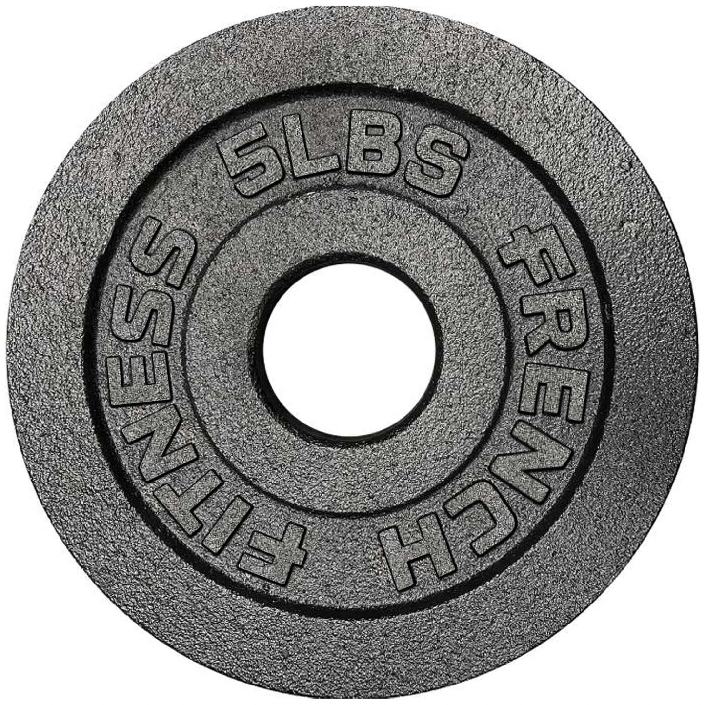 French Fitness - Cast Iron Olympic Weight Plate V1 Set w/7 ft Olympic Bar 235 lbs (New) - Side View